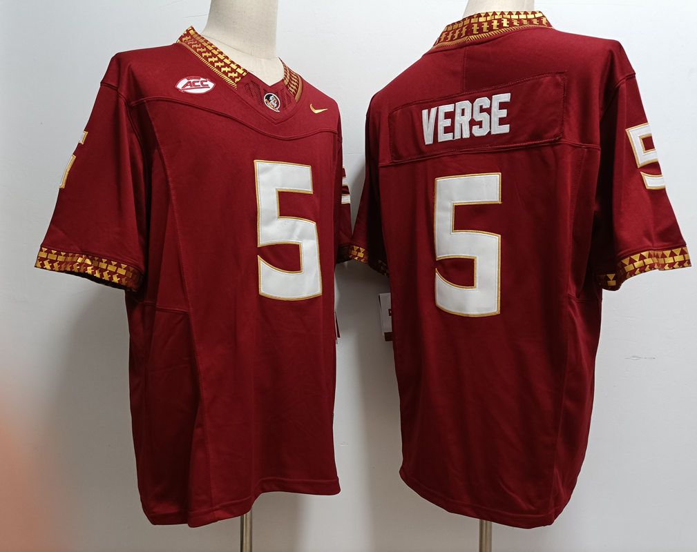 Men Florida State Seminoles FSU 5 Verse Red Nike 2025 NCAA Jersey